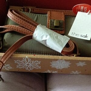 The Sak Olive and Tan Crossbody Bag